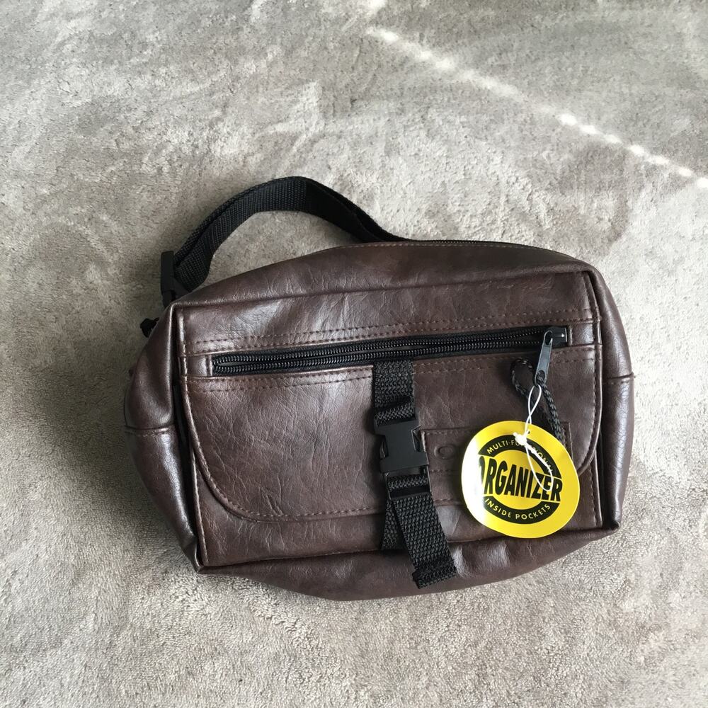 Outbrook Faux Leather Belt Bag Retro Fanny Pack Brown Travel Outdoor Unisex